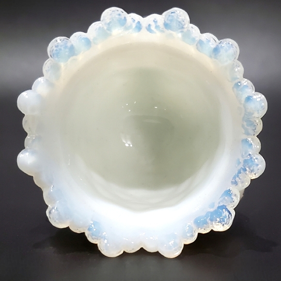 Vntg "Forget Me Not" Milky White Slag Glass Toothpick Holder by Degenhart - Picture 5 of 16